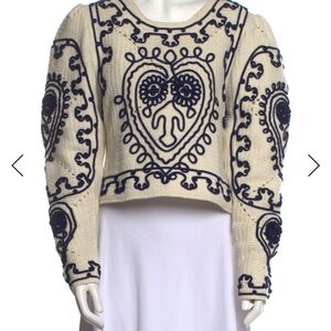 Sea New York Cream and Navy Patterned Sweater